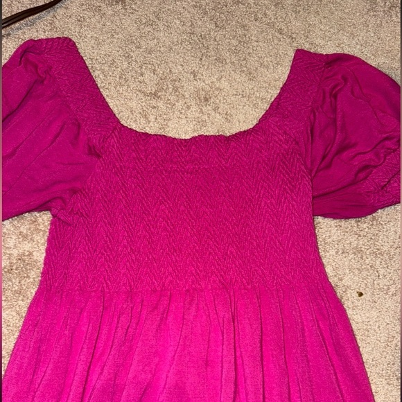 WOMENS AUTH J.J. BASICS SHORT SLEEVE JACQUARD KNIT DRESS NEW MAGENTA SZ M/L - Picture 5 of 6